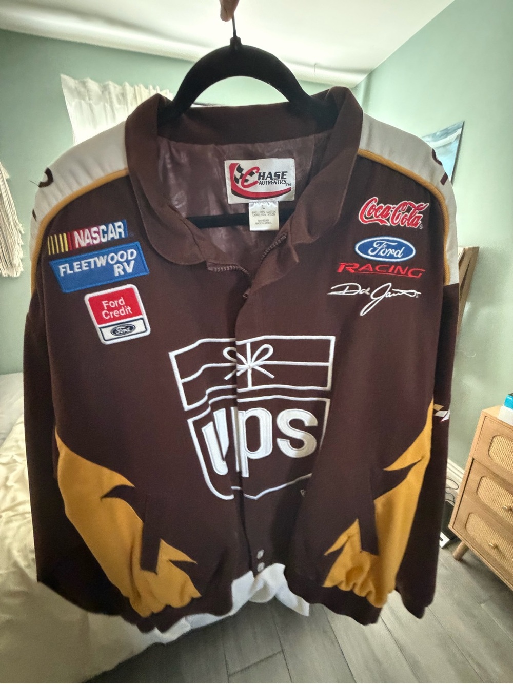 Chase Authentics Brown and Gold UPS Racing Jacket